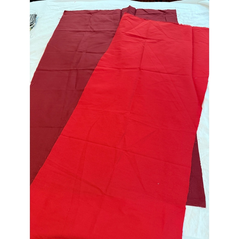 Lot‎ of 2 New vintage red shades 18" X 42" and 26"x40"  solid color remnants